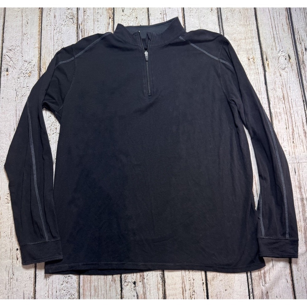 Tasc‎ Performance Sweater Mens Large Black Quarter Zip Organic Bamboo Pullover